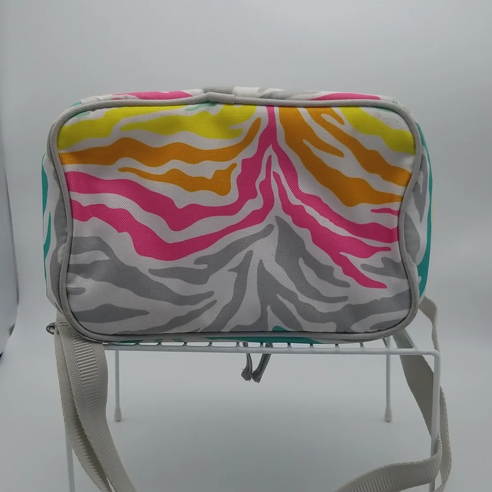 Pottery Barn Teen Gear-Up Dual Compartment Lunch Bag Rainbow Zebra *Embroidered*